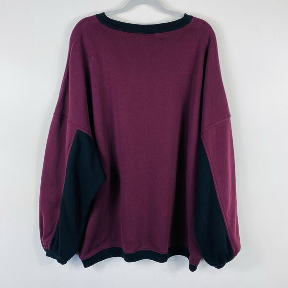 Torrid Plus Size 1X Oversized Tunic Sweatshirt Wine Red Cotton Blend - Picture 4 of 7